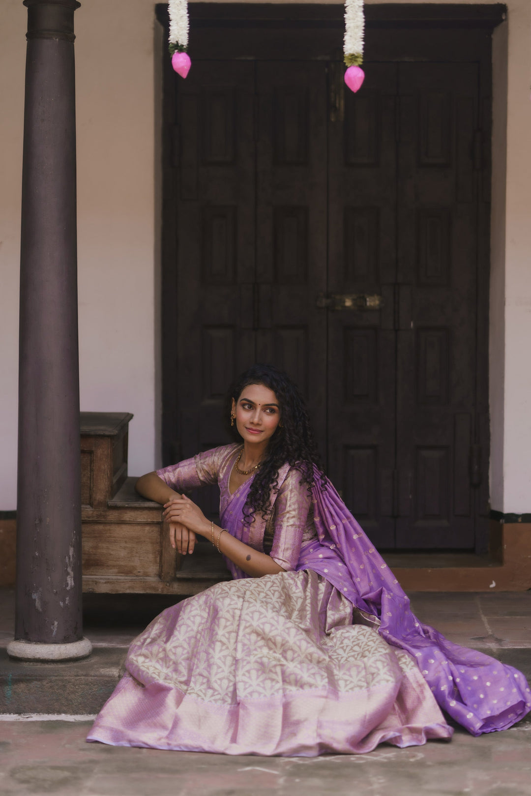 Insya Lilac Banaras Halfsaree | SHOBITAM