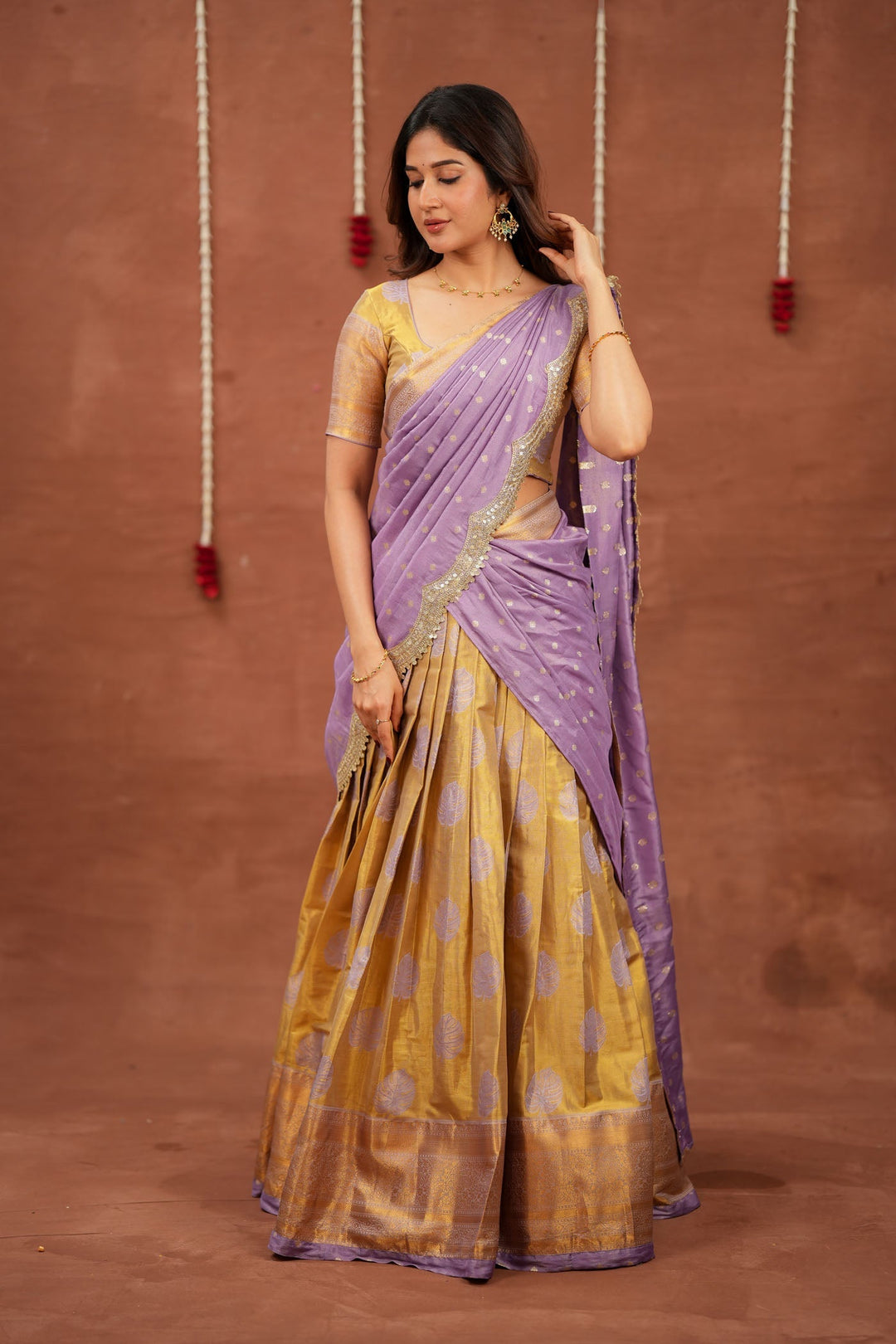 Mandana Lavender Halfsaree (Set of 3 ) | SHOBITAM