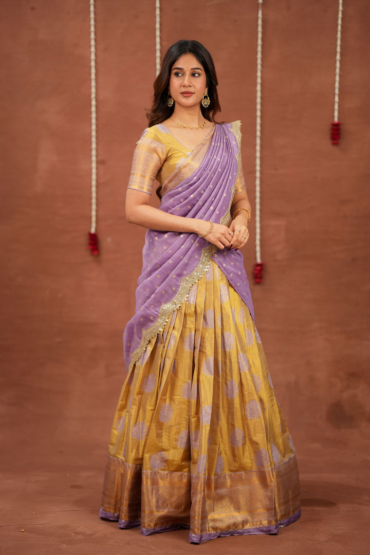 Mandana Lavender Halfsaree (Set of 3 ) | SHOBITAM