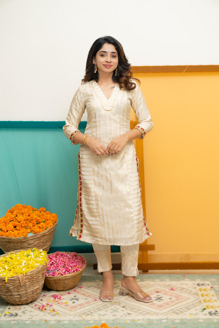 Ananya Ivory Kurti Set | Made To Order