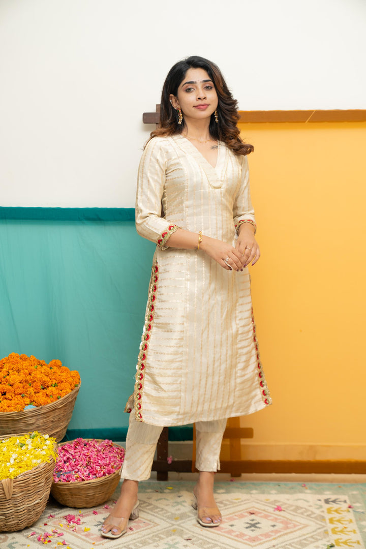 Ananya Ivory Kurti Set | Made To Order