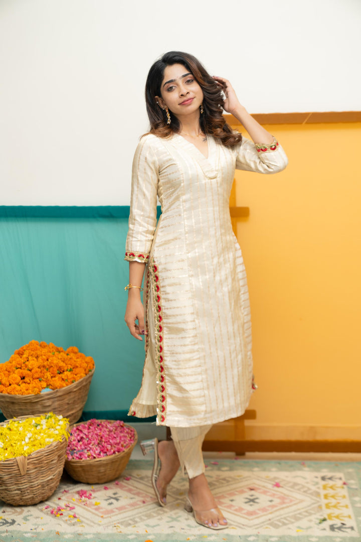 Ananya Ivory Kurti Set | Made To Order