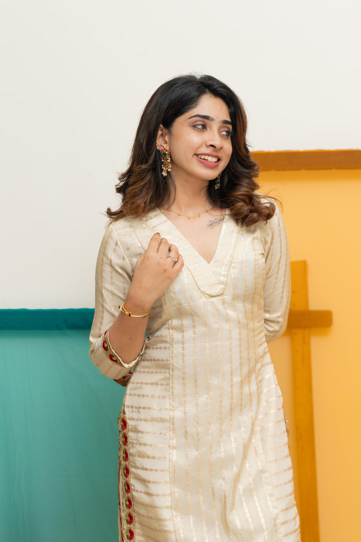 Ananya Ivory Kurti Set | Made To Order