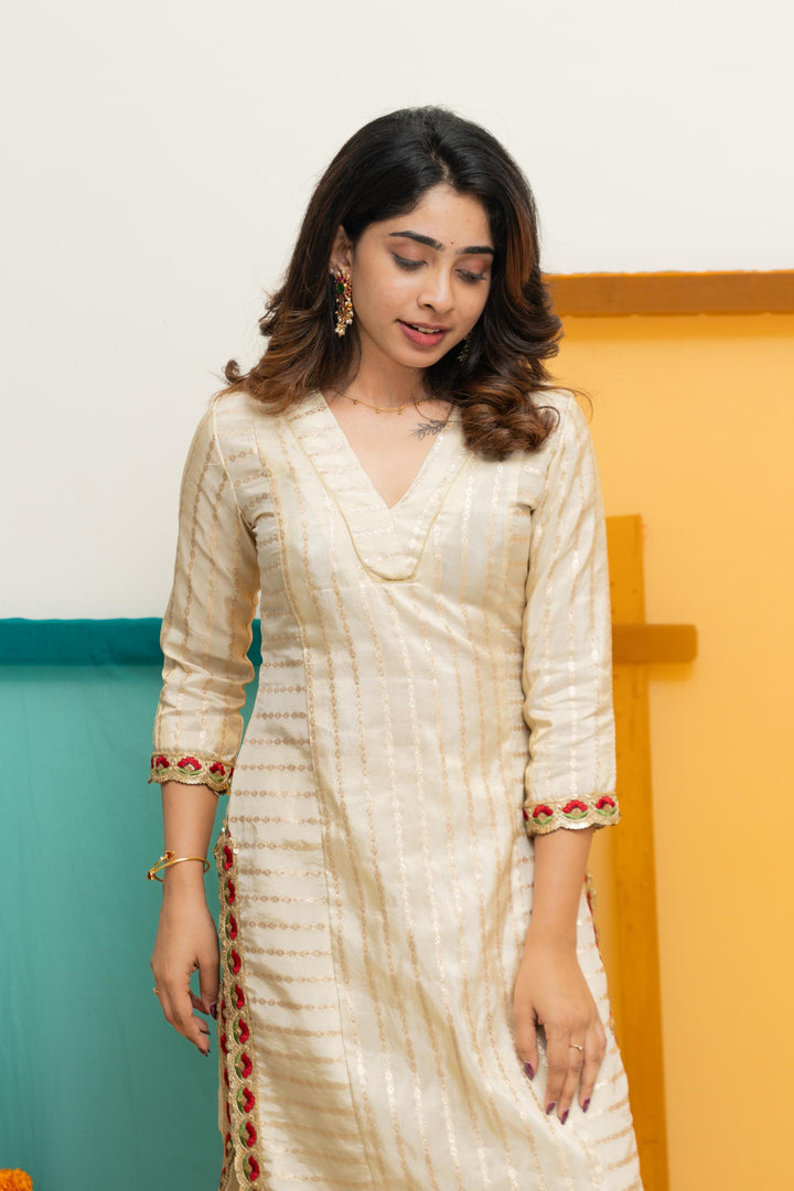 Ananya Ivory Kurti Set | Made To Order