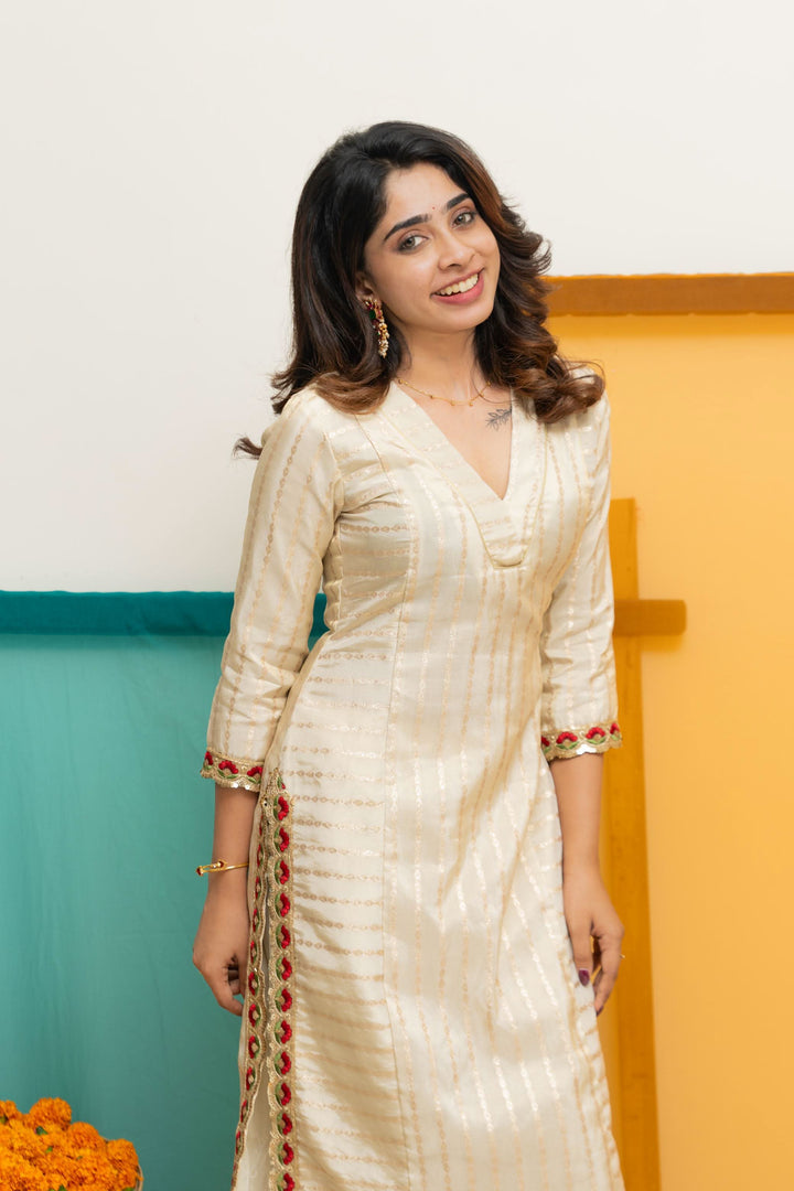 Ananya Ivory Kurti Set | Made To Order