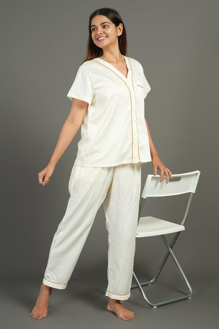 Home Essentials Solid Hue Cotton Nightsuit Set | SHOBITAM