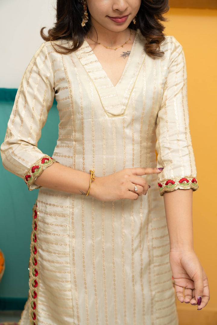 Ananya Ivory Kurti Set | Made To Order