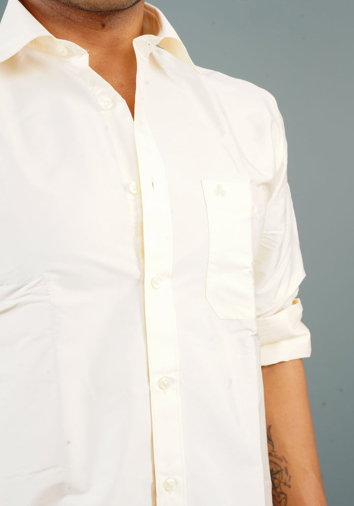 Men's Ivory Color Solid  Shirt ( Dhoti not included) | SHOBITAM