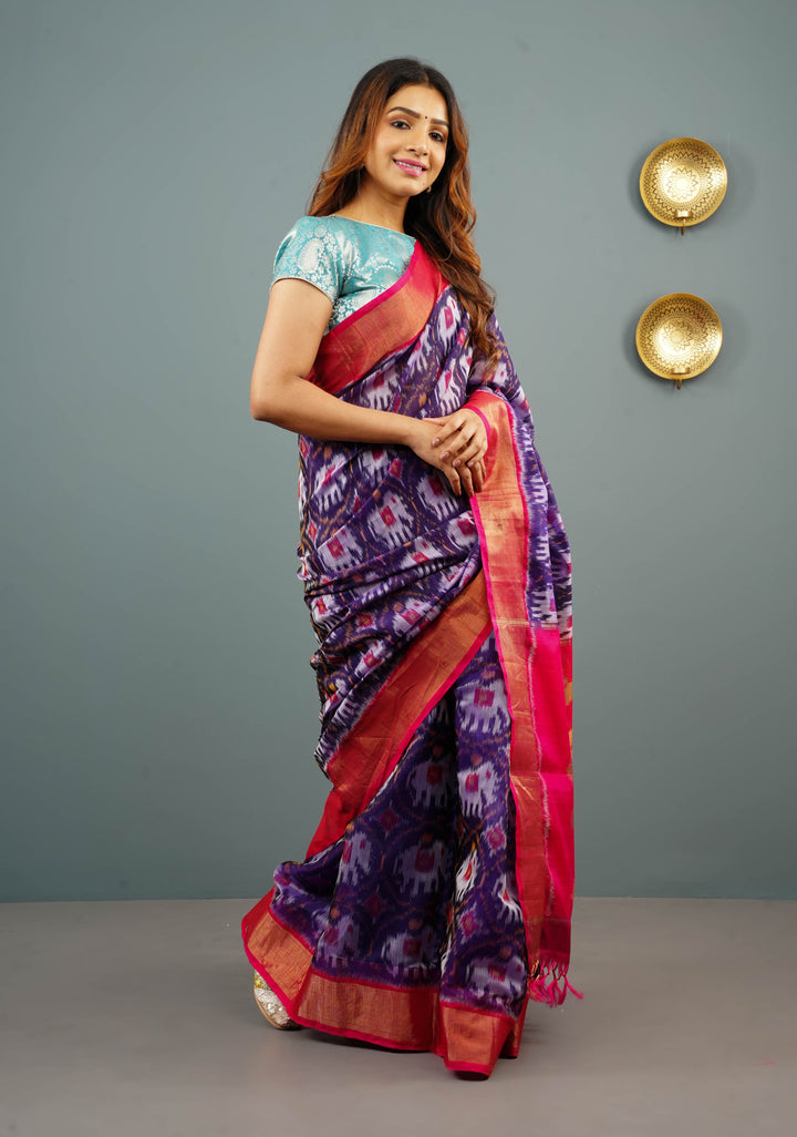 Pure Kanjivaram Brocade Blouse in Heather Blue, Customizable, Made to Order