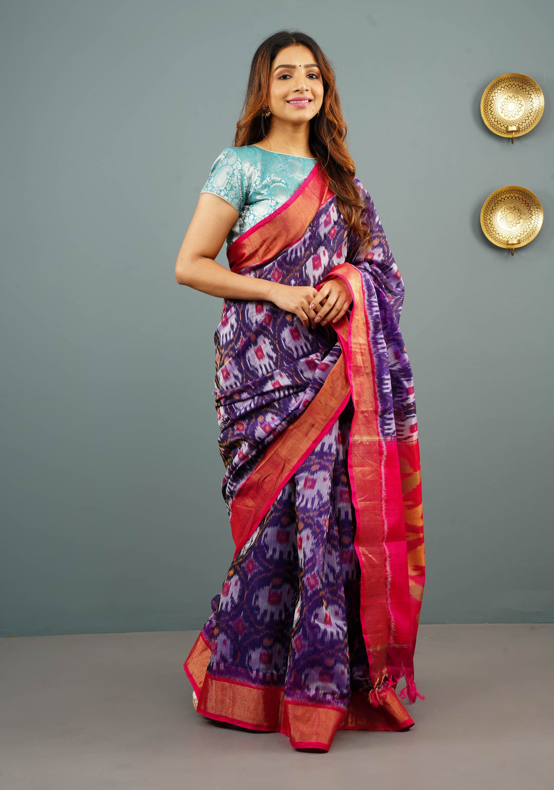 Pure Kanjivaram Brocade Blouse in Heather Blue, Customizable, Made to Order
