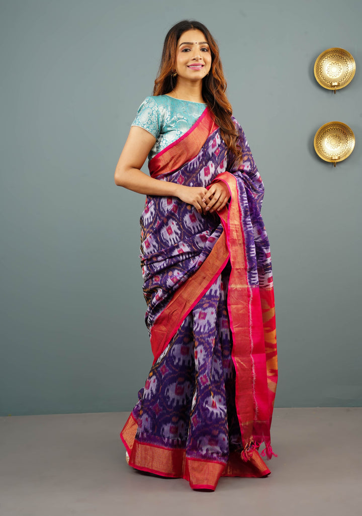 Pure Kanjivaram Brocade Blouse in Heather Blue, Customizable, Made to Order