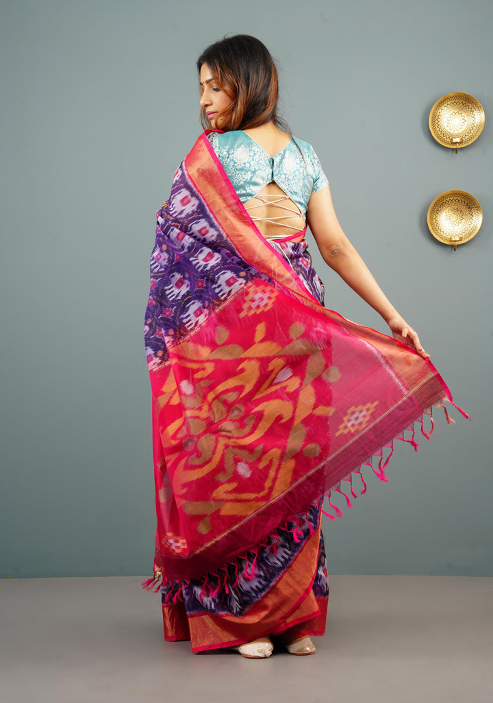 Pure Kanjivaram Brocade Blouse in Heather Blue, Customizable, Made to Order