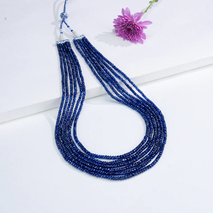 6 Strand Natural Blue Sapphire Mala - AA quality | SHOBITAM