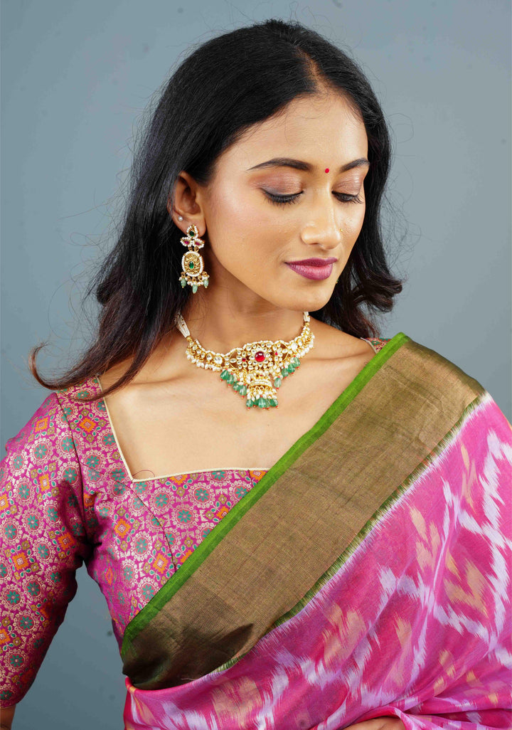 kundan necklace set with dangling pearl  | Shobitam Jewelry
