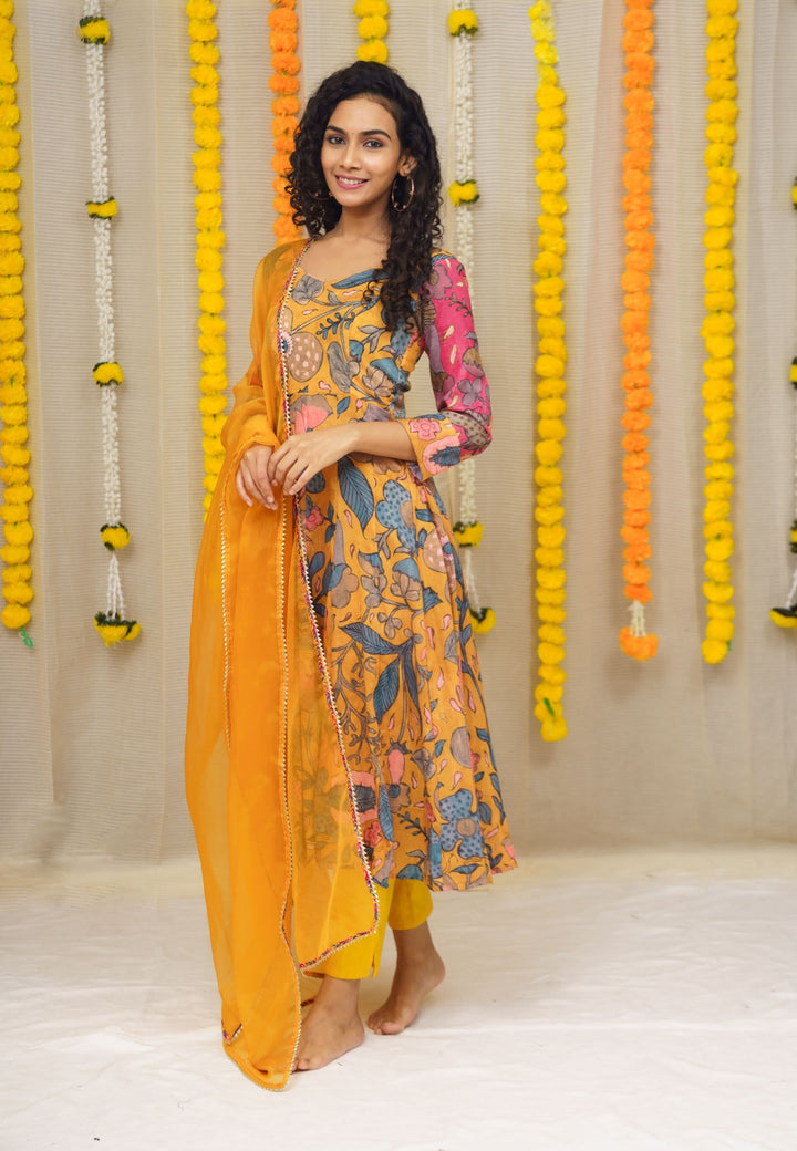 Mustard Floral 3 Piece Co-ord set,