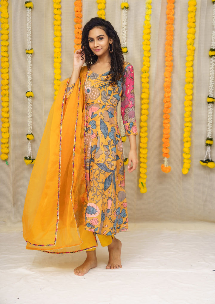 Mustard Floral 3 Piece Co-ord set,
