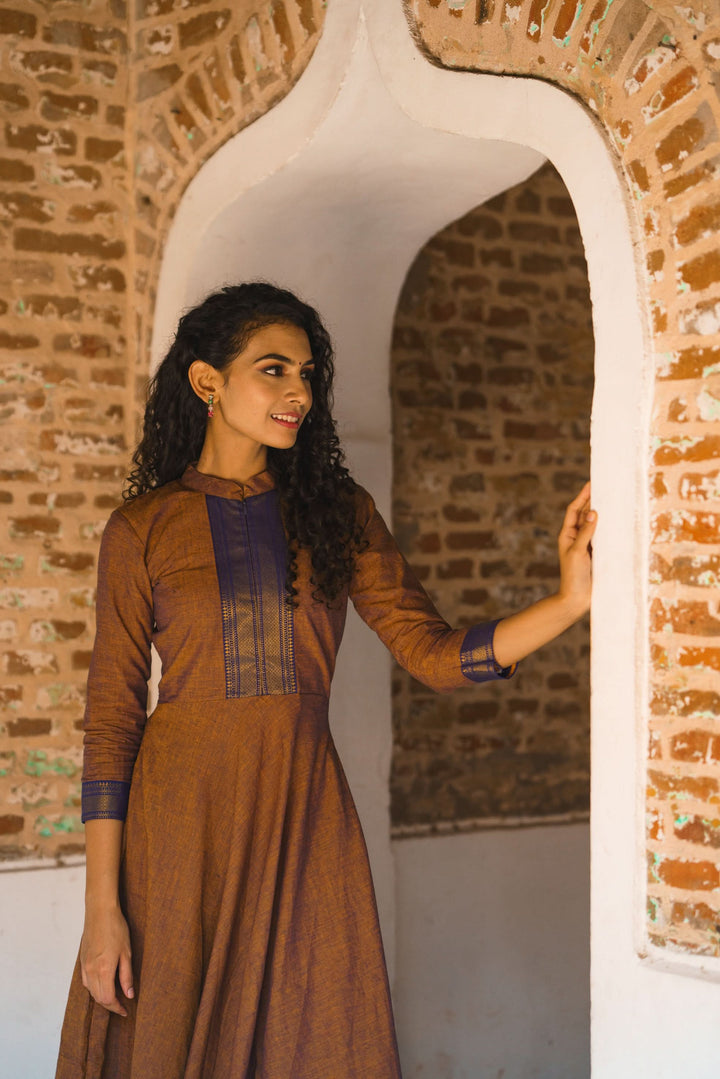 Brown and Purple Mangalgiri Co-Ord Set | Made To Order