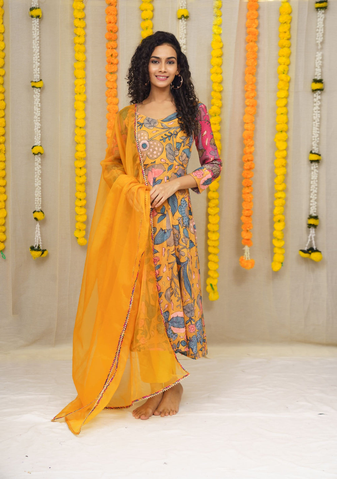 Mustard Floral 3 Piece Co-ord set,