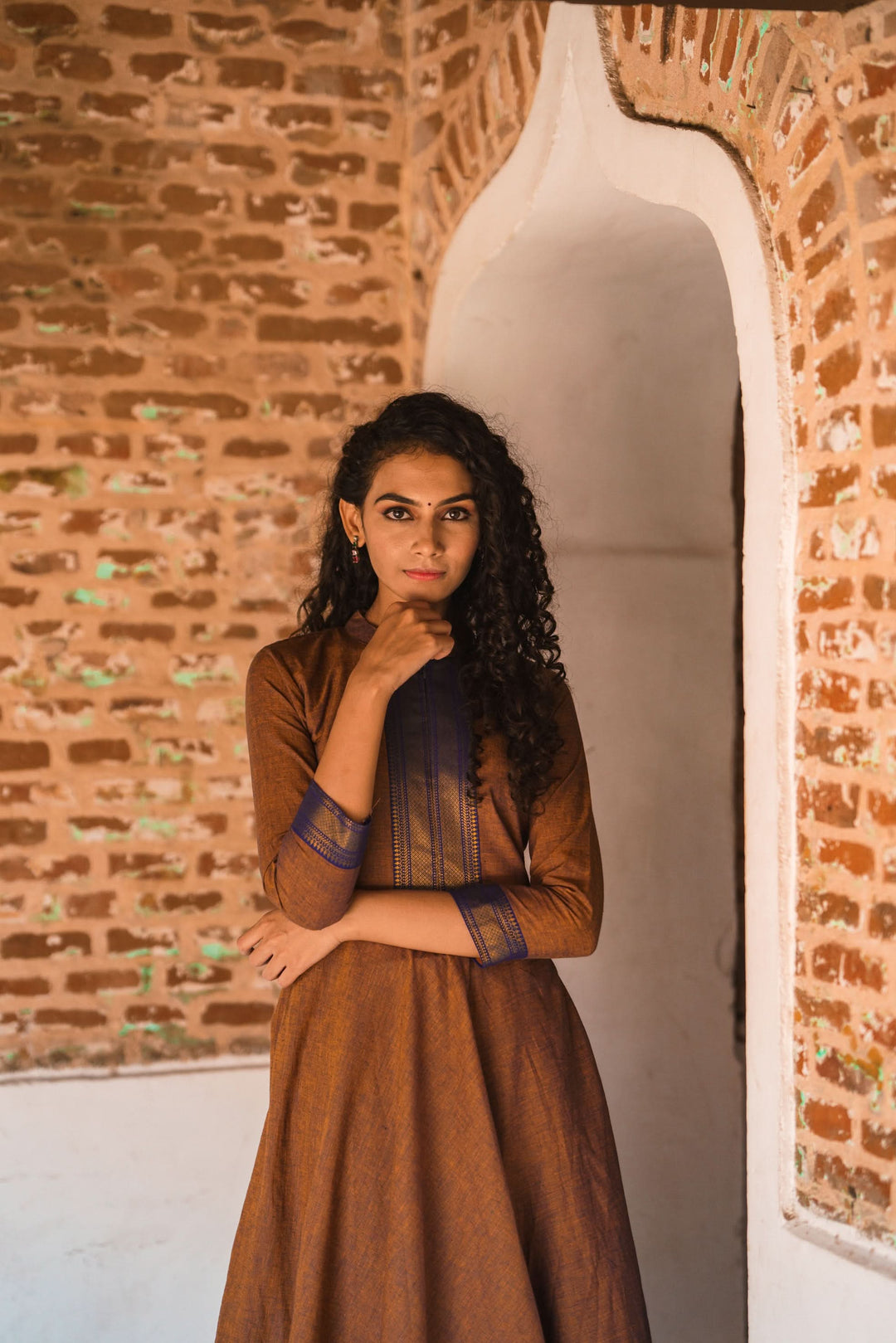 Brown and Purple Mangalgiri Co-Ord Set | Made To Order
