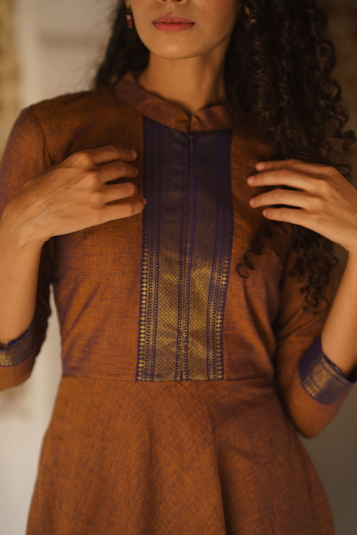 Brown and Purple Mangalgiri Co-Ord Set | Made To Order