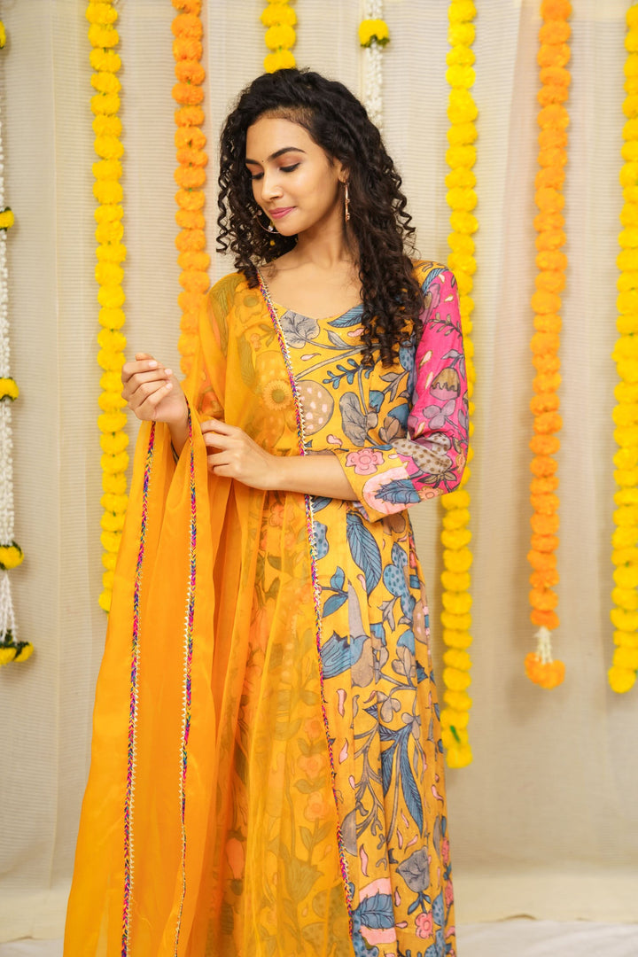 Mustard Floral 3 Piece Co-ord set,