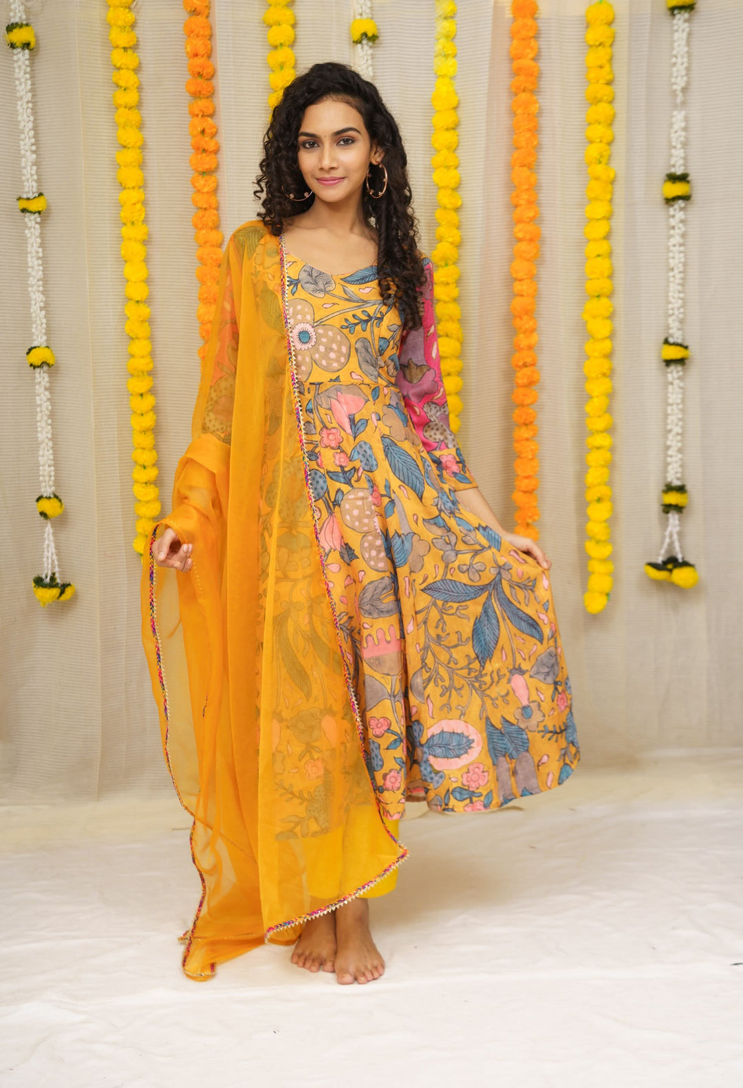 Mustard Floral 3 Piece Co-ord set,
