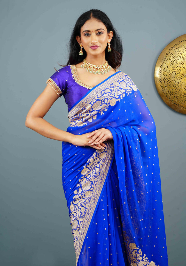 Purple Pure Raw Silk blouse with Kundan Detailing and Maggam Work, Customizable, Made to Order