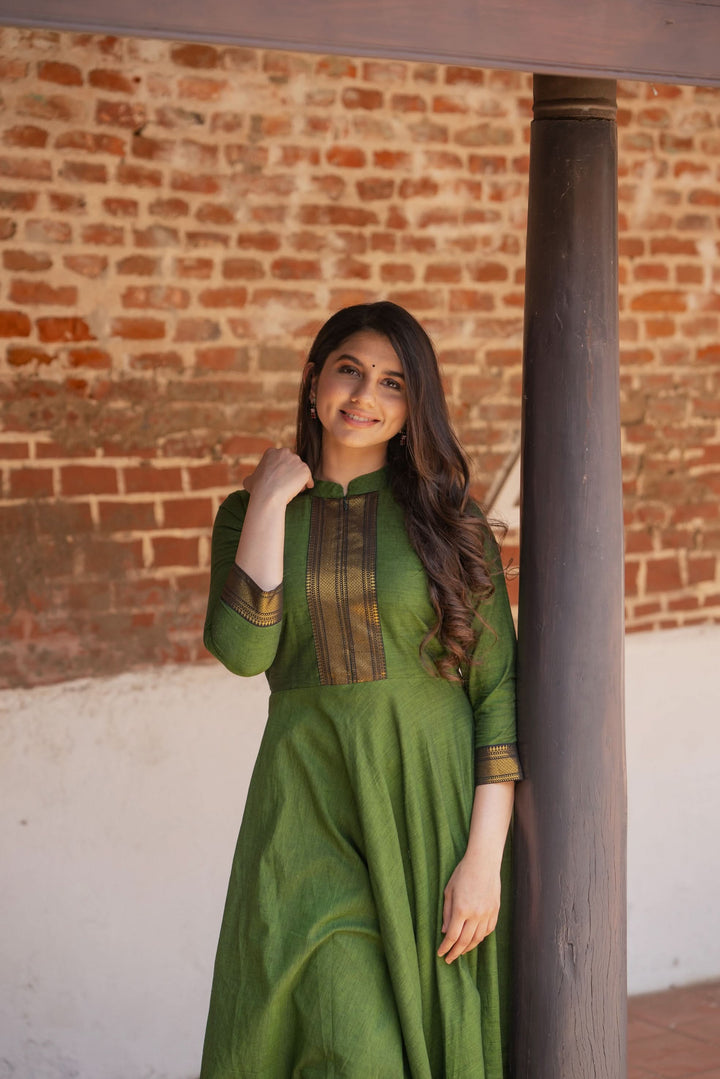 Henna Green and Black Mangalgiri Co-Ord Set |Made to Order
