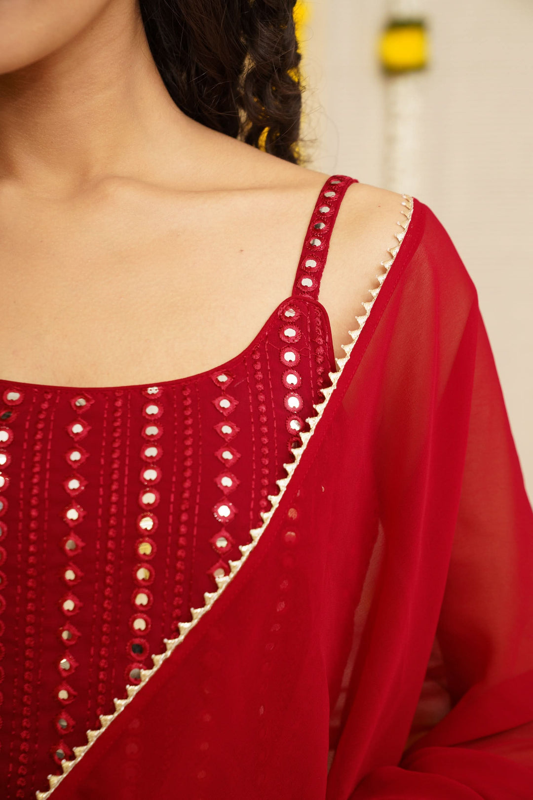 Passion Red Kurti and Dupatta 2 piece set, Sleeve Option available, made to order