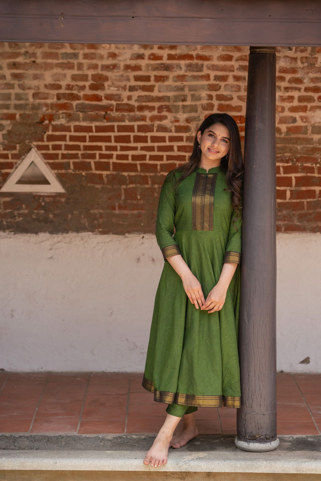 Henna Green and Black Mangalgiri Co-Ord Set |Made to Order