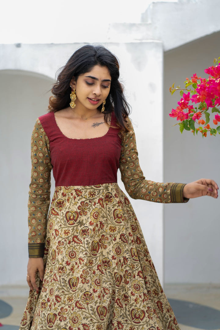 Arthi Maroon without Dupatta | Made To Order