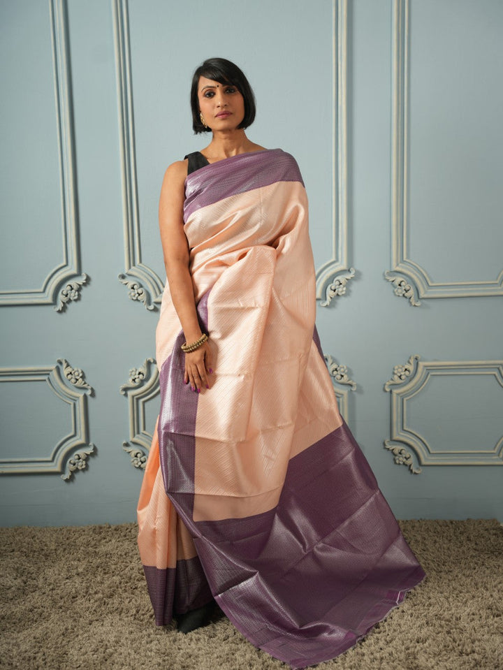 Meghana - Peach and Purple Saree | SHOBITAM