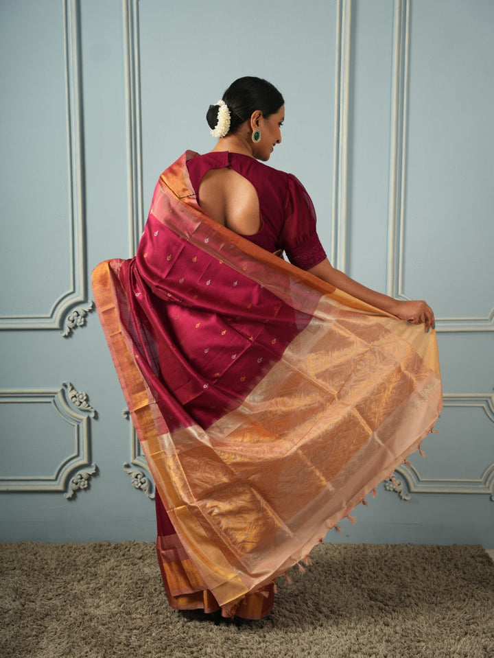Sailaja - Maroon Uppada Silk Saree | SILK MARK CERTIFIED | SHOBITAM