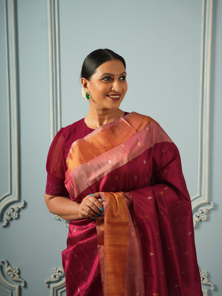 Sailaja - Maroon Uppada Silk Saree | SILK MARK CERTIFIED | SHOBITAM