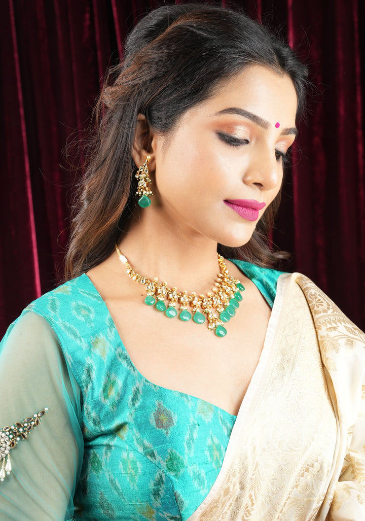 Unique White and Teal Necklace Set