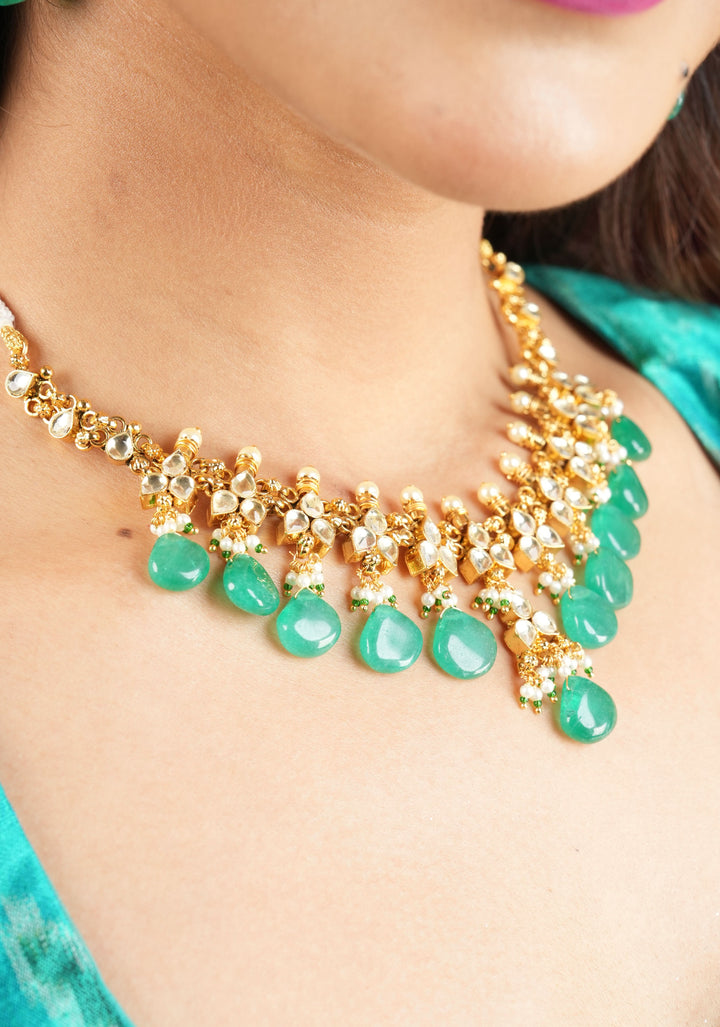 Unique White and Teal Necklace Set