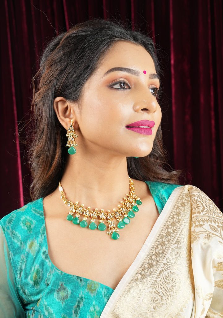 Unique White and Teal Necklace Set