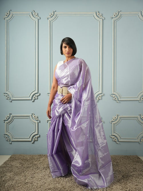 Lave- Lavender Tissue Cotton Saree | SHOBITAM