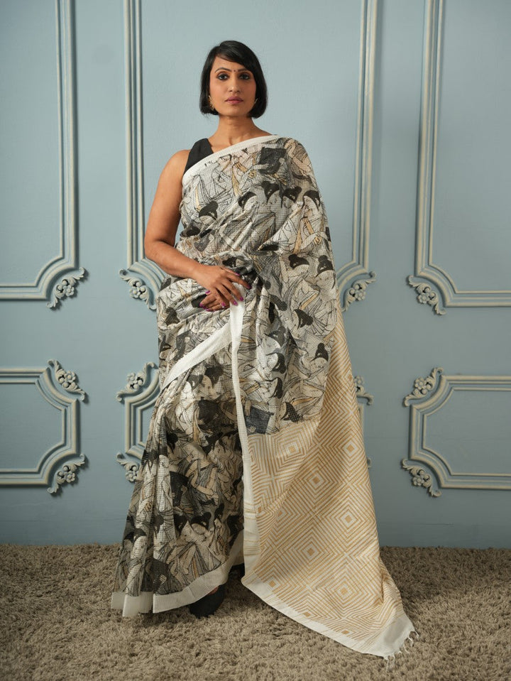 The Girl Tribe- Printed Silk Cotton Saree | SHOBITAM