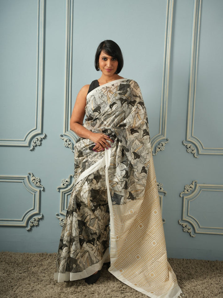 The Girl Tribe- Printed Silk Cotton Saree | SHOBITAM
