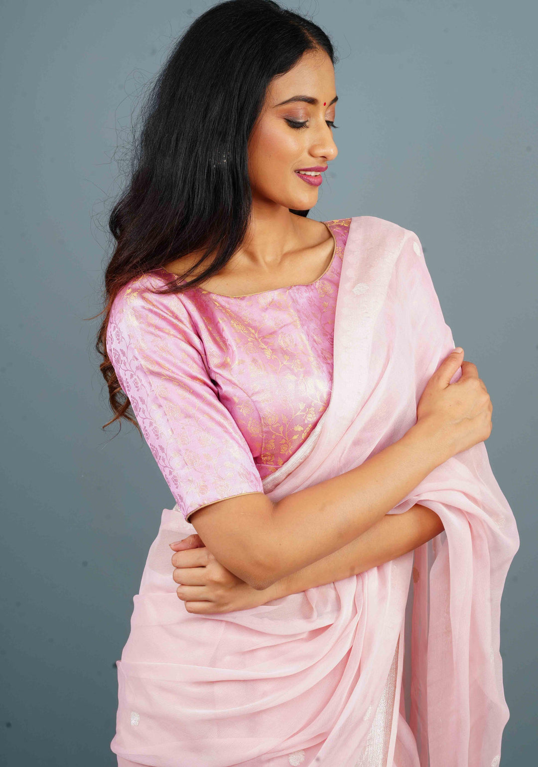Lotus Petals Cutout Pure Kanjivaram Tissue Silk Blouse with Floral Brocade, Customizable, Made to Order