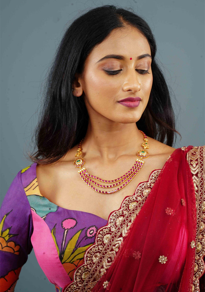 92.5 Silver 24 Ct Gold Plated Bindhu Layer Necklace