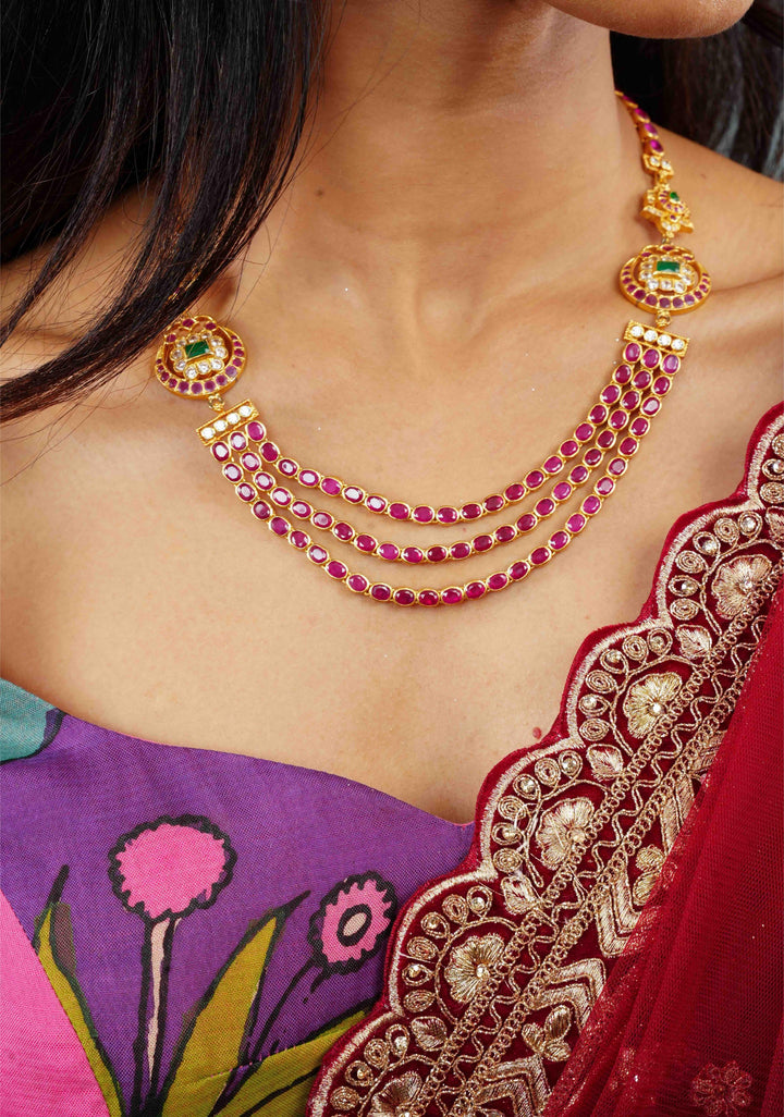 92.5 Silver 24 Ct Gold Plated Bindhu Layer Necklace