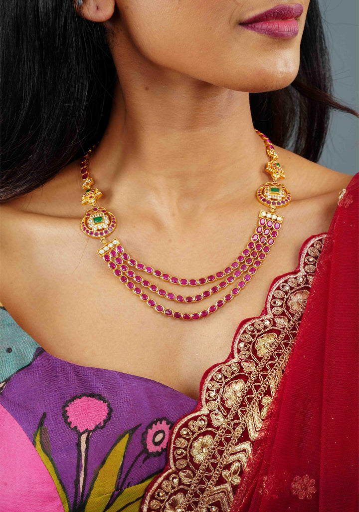 92.5 Silver 24 Ct Gold Plated Bindhu Layer Necklace