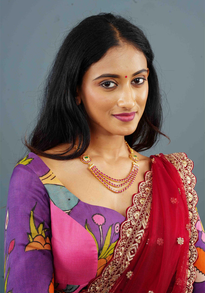 92.5 Silver 24 Ct Gold Plated Bindhu Layer Necklace