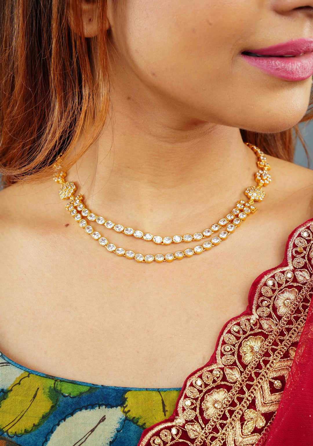 92.5 Silver Diya White Necklace