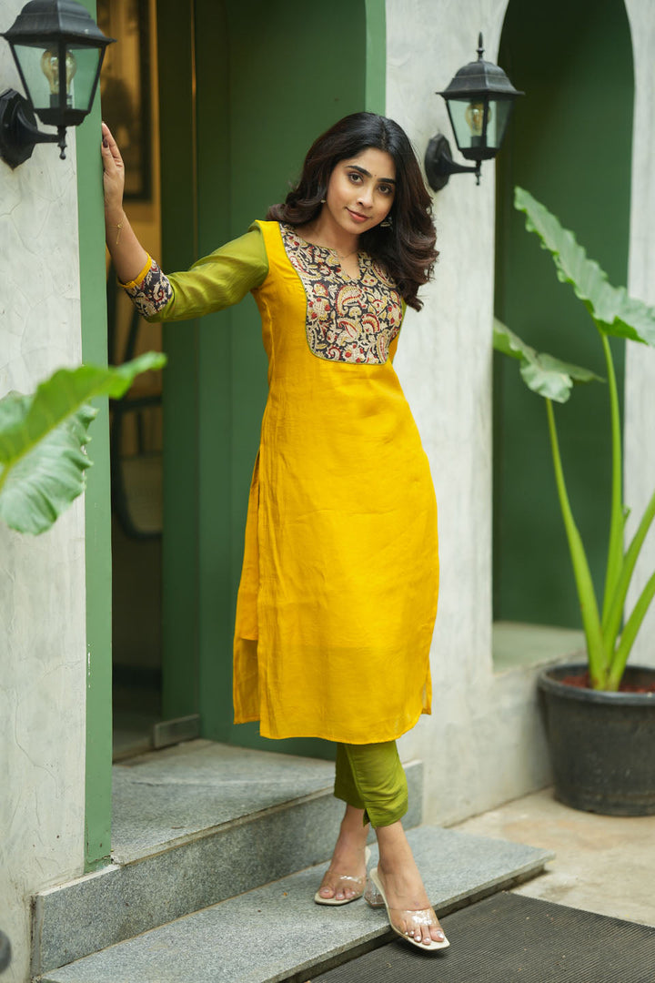 Samriddhi Yellow Kurti (Set of 2) | SHOBITAM