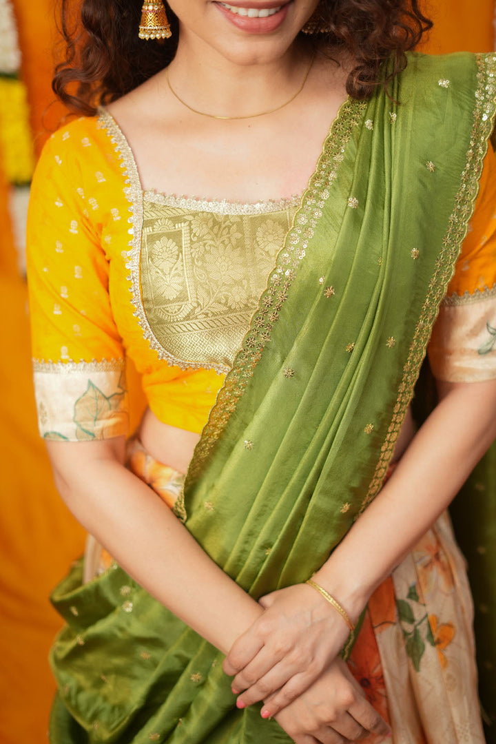 Harita Mustard & Floral Ivory Lehenga Set | Made to Order | SHOBITAM