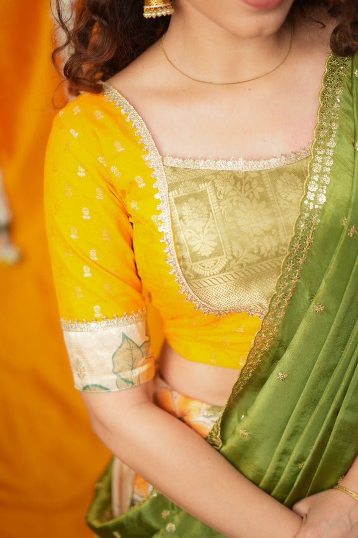 Harita Mustard & Floral Ivory Lehenga Set | Made to Order | SHOBITAM