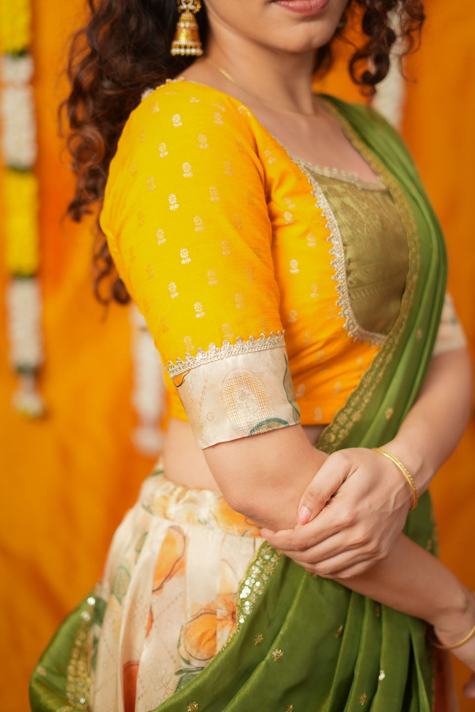 Harita Mustard & Floral Ivory Lehenga Set | Made to Order | SHOBITAM
